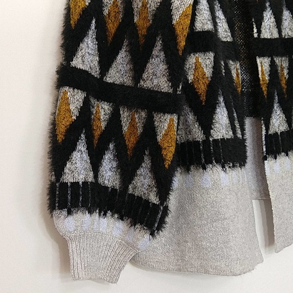 New Direction Silver Heather Chevron Cardigan Mom Sweater - Picture 6 of 11